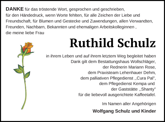 Traueranzeige von Ruthild Schulz von Templiner Zeitung