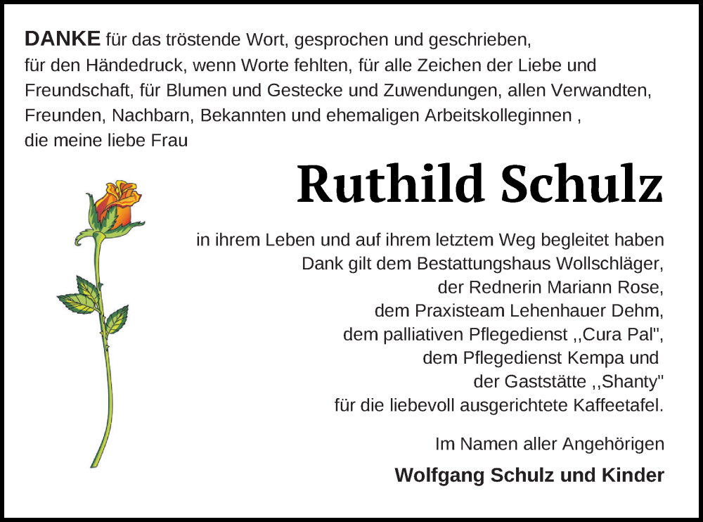  Traueranzeige für Ruthild Schulz vom 17.12.2022 aus Templiner Zeitung