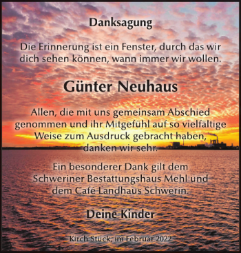 Traueranzeige von Günter Neuhaus von Zeitung für die Landeshauptstadt