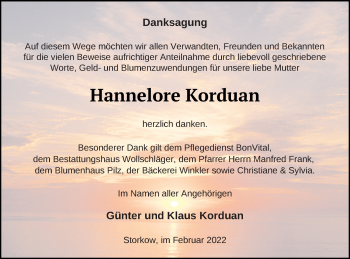 Traueranzeige von Hannelore Korduan von Templiner Zeitung