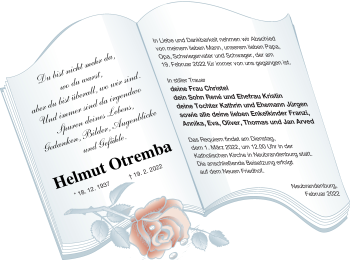 Traueranzeige von Helmut Otremba von Neubrandenburger Zeitung
