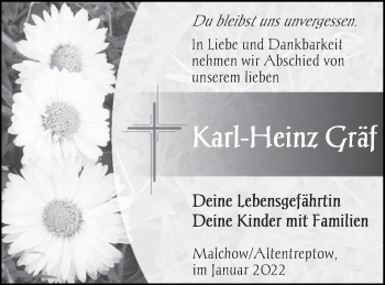 Traueranzeige von Karl-Heinz Gräf von Müritz-Zeitung