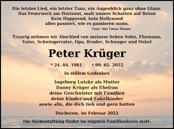 Traueranzeige von Peter Krüger von Vorpommern Kurier