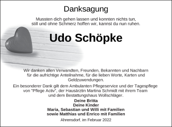 Traueranzeige von Udo Schöpke von Templiner Zeitung