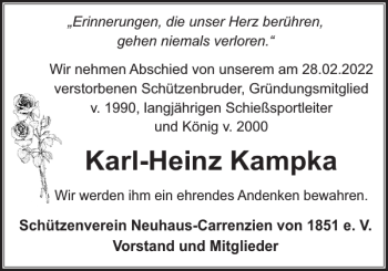 Traueranzeige von Karl-Heinz Kampka von Hagenower Kreisblatt