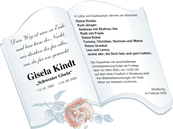 Traueranzeige von Gisela Kindt von Pasewalker Zeitung