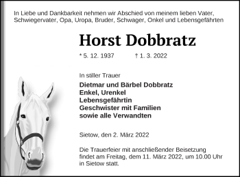 Traueranzeige von Horst Dobbratz von Müritz-Zeitung