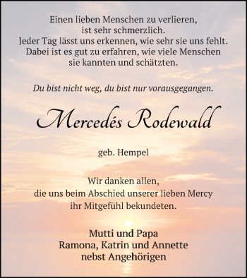 Traueranzeige von Mercedes Rodewald von Pasewalker Zeitung