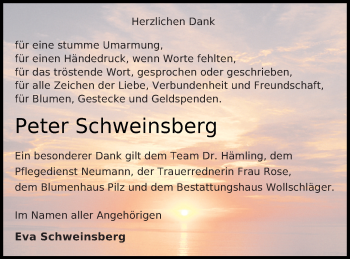 Traueranzeige von Peter Schweinsberg von Templiner Zeitung