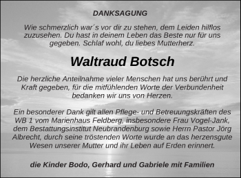 Traueranzeige von Waltraud Botsch von Neubrandenburger Zeitung