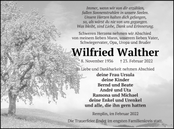 Traueranzeige von Wilfried Walther von Mecklenburger Schweiz