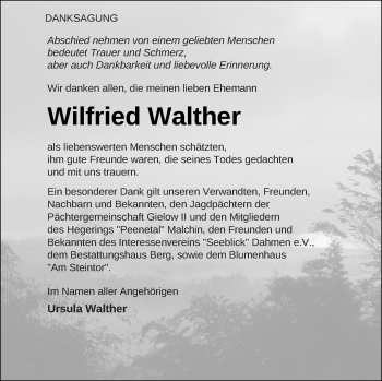 Traueranzeige von Wilfried Walther von Mecklenburger Schweiz