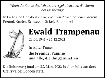 Traueranzeige von Ewald Trampenau von Strelitzer Zeitung