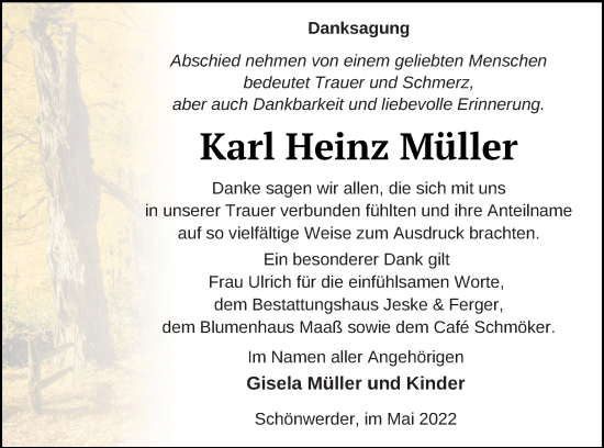 Traueranzeige von Karl Heinz Müller von Prenzlauer Zeitung