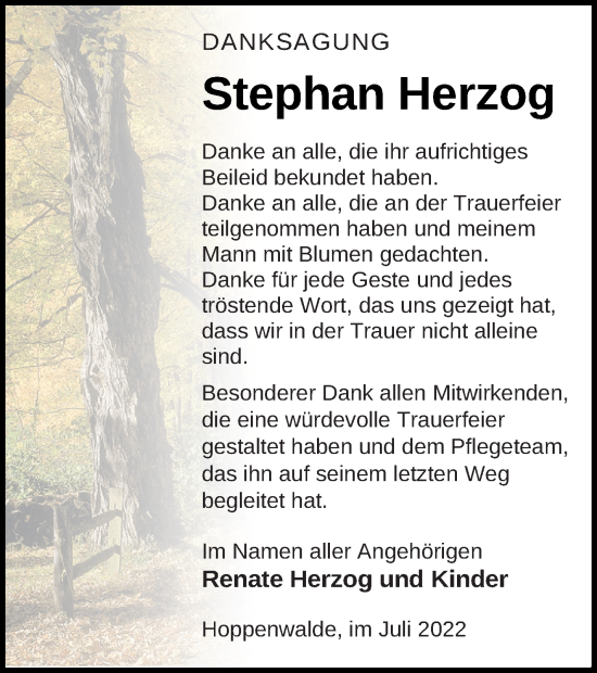 Traueranzeige von Stephan Herzog von Haff-Zeitung