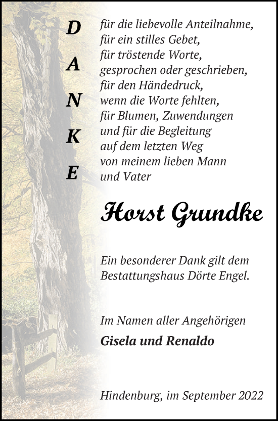 Traueranzeige von Horst Grundke von Templiner Zeitung