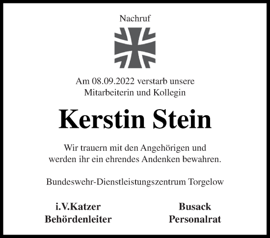 Traueranzeige von Kerstin Stein von Haff-Zeitung