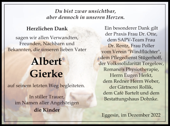 Traueranzeige von Albert Gierke von Haff-Zeitung