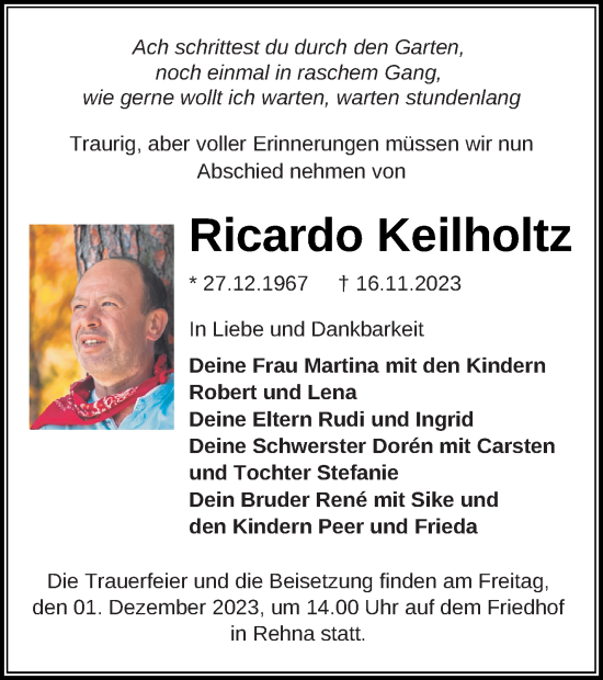 Traueranzeige von Ricardo Keilholtz von Neubrandenburger Zeitung