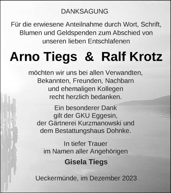 Traueranzeige von Ralf Krotz von Haff-Zeitung