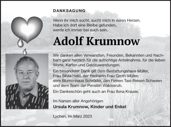 Traueranzeige von Adolf Krumnow von Templiner Zeitung