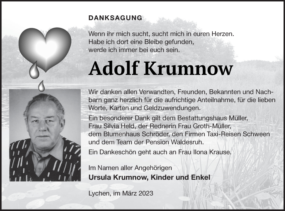  Traueranzeige für Adolf Krumnow vom 29.03.2023 aus Templiner Zeitung