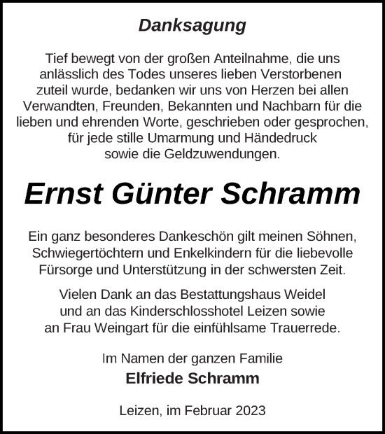 Traueranzeige von Ernst Günter Schramm von Müritz-Zeitung