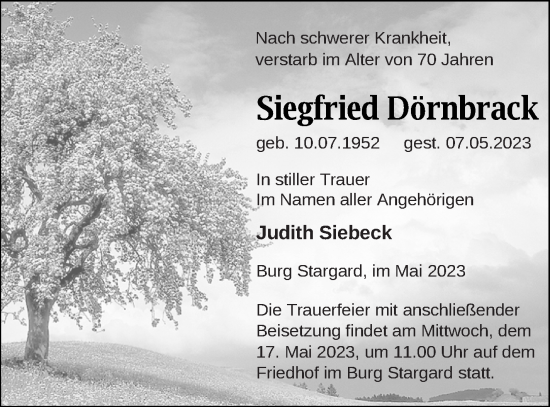 Traueranzeige von Siegfried Dörnbrack von Neubrandenburger Zeitung