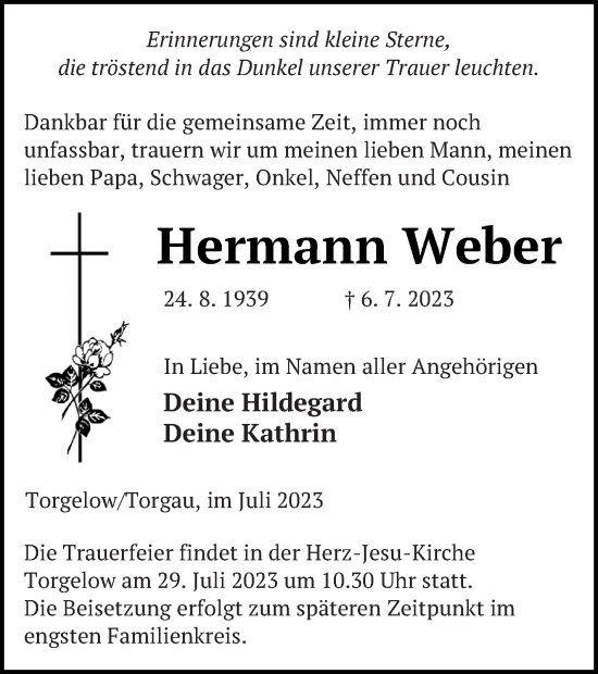 Traueranzeige von Hermann Weber von Haff-Zeitung