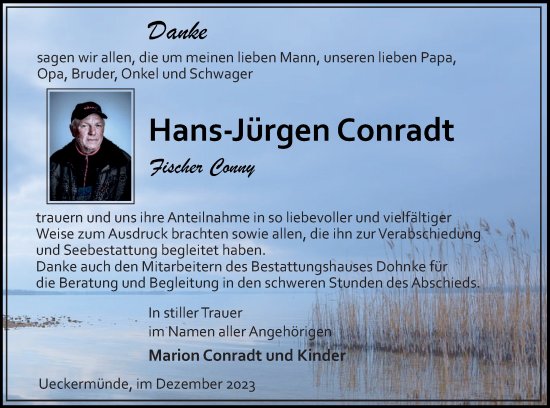 Traueranzeige von Hans-Jürgen Conradt von Haff-Zeitung