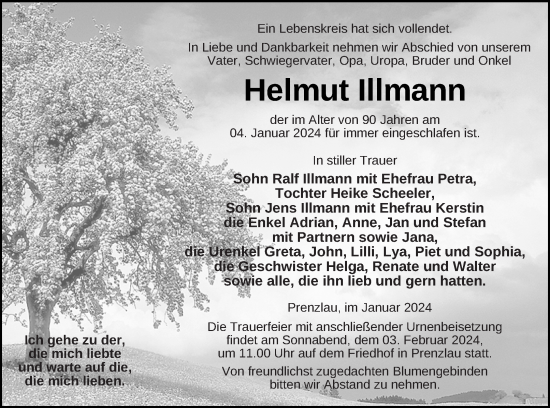 Traueranzeige von Helmut Illmann von Prenzlauer Zeitung