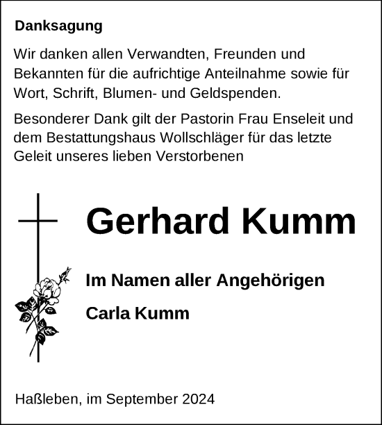 Traueranzeige von Gerhard Kumm von Uckermark Kurier Templiner Zeitung