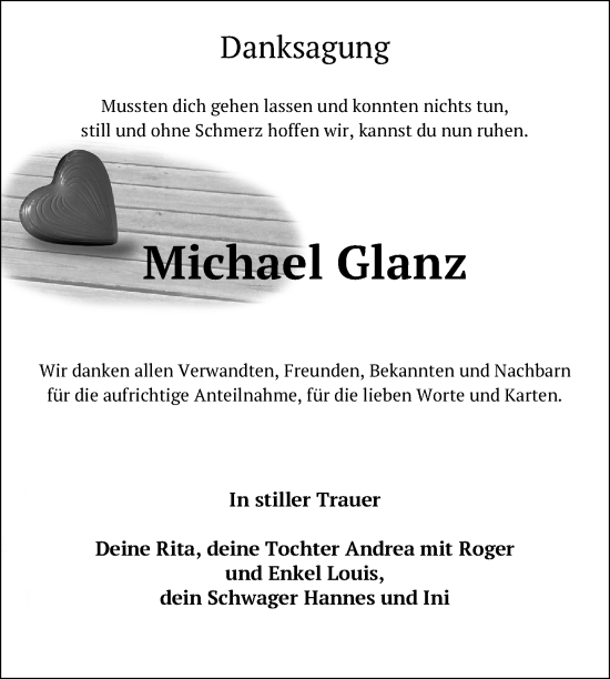 Traueranzeige von Michael Glanz von Nordkurier Neubrandenburger Zeitung