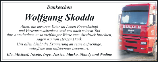 Traueranzeige von Wolfgang Skodda von Hagenower Kreisblatt