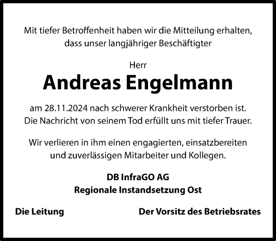 Traueranzeige von Andreas Engelmann von Nordkurier Strelitzer Zeitung