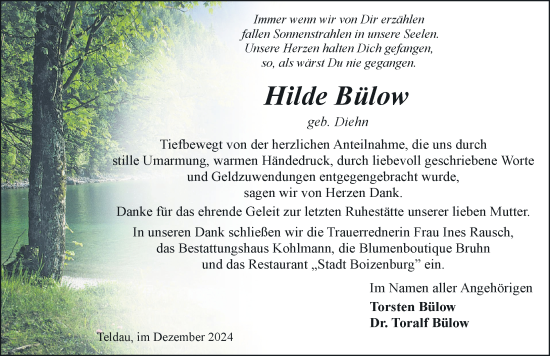 Traueranzeige von Hilde Bülow von Hagenower Kreisblatt