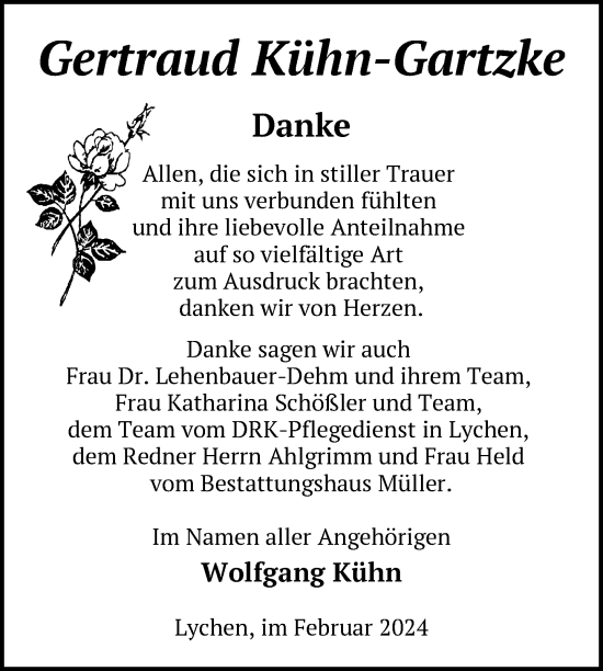 Traueranzeige von Gertraud Kühn-Gartzke von Uckermark Kurier Templiner Zeitung