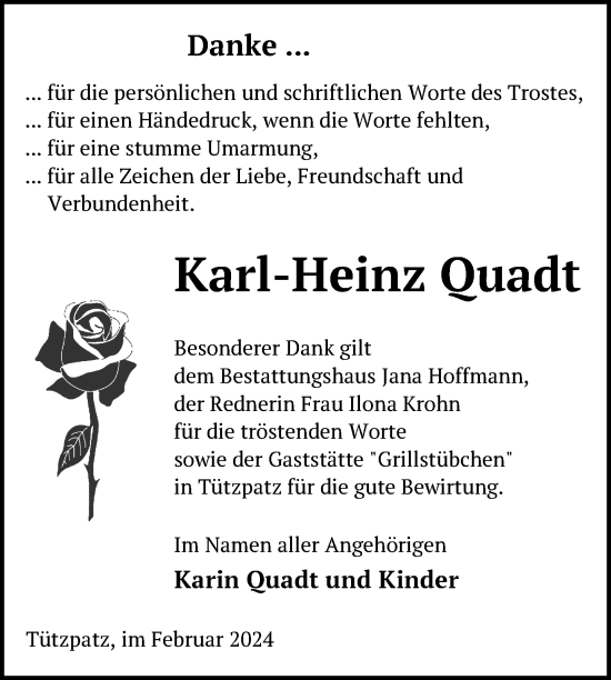 Traueranzeige von Karl-Heinz Quadt von Nordkurier Neubrandenburger Zeitung