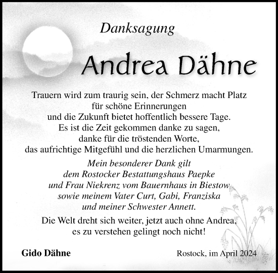 Traueranzeige von Andrea Dähne 