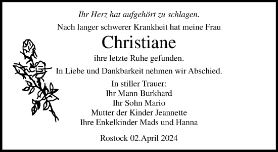 Traueranzeige von Christiane  