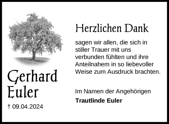 Traueranzeige von Gerhard Euler von Nordkurier Strelitzer Zeitung