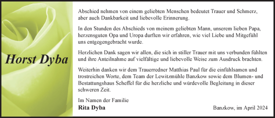 Traueranzeige von Horst Dyba 