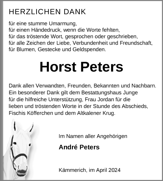 Traueranzeige von Horst Peters von Nordkurier Mecklenburger Schweiz