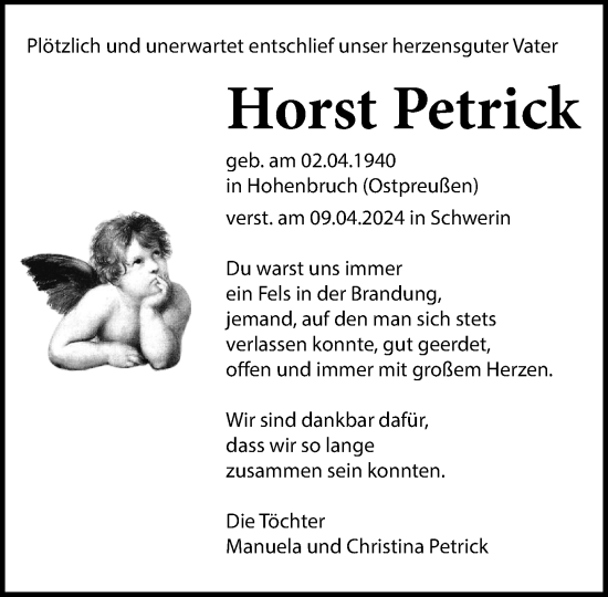 Traueranzeige von Horst Petrick 