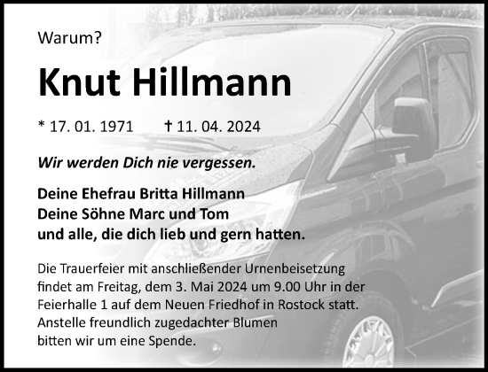 Traueranzeige von Knut Hillmann 