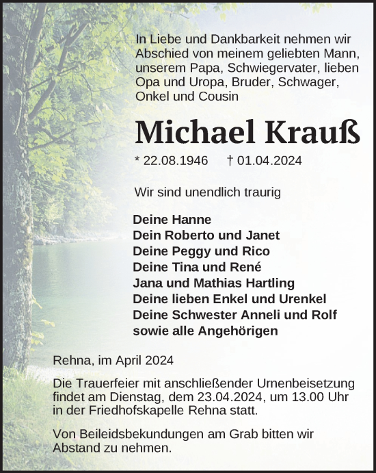 Traueranzeige von Michael Krauß 