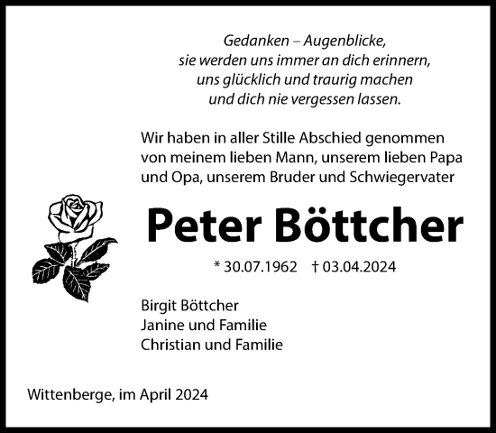 Traueranzeige von Peter Böttcher 