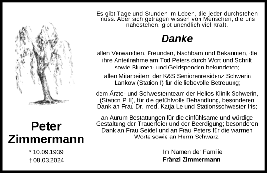Traueranzeige von Peter Zimmermann 
