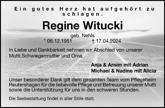 Traueranzeige von Regine Witucki 