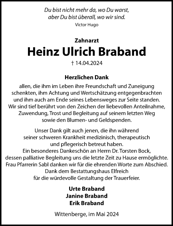 Traueranzeige von Heinz Ulrich Braband 